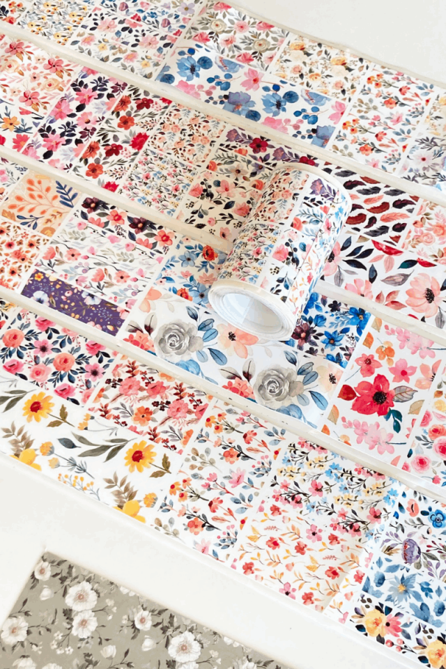 Vintage Çiçek Temalı 2 Metre  Washi Bant Washi Tape Bullet Journal Scrapbook için uygun