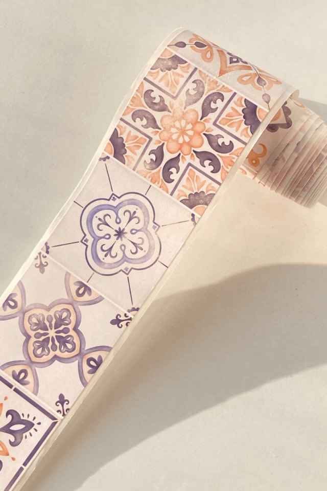 Suluboya Çini Desen Temalı 2 Metre  Washi Bant Washi Tape Bullet Journal Scrapbook için uygun