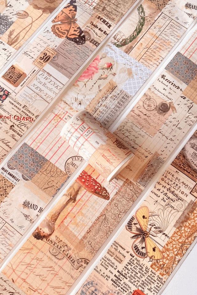 Vintage Kolaj Temalı Washi Bant Washi Tape Bullet Journal Scrapbook için uygun vintage03