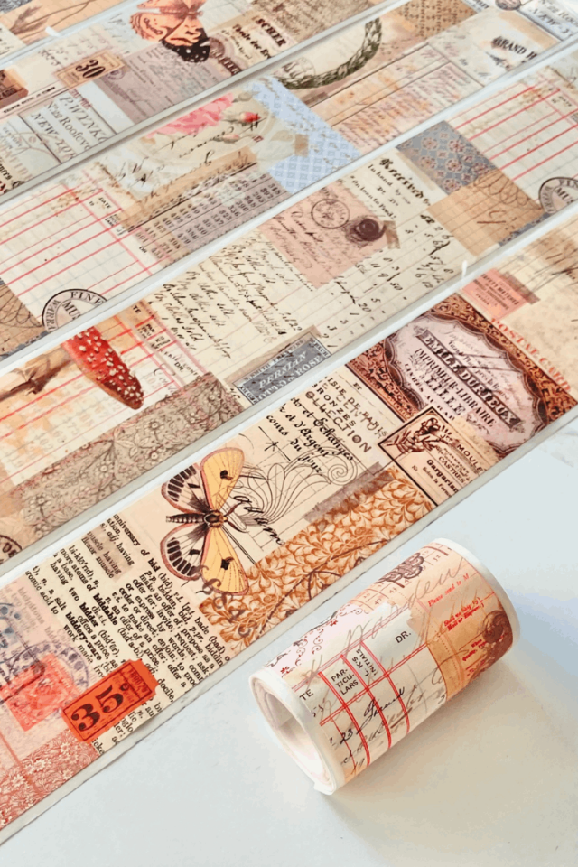 Vintage Kolaj Temalı Washi Bant Washi Tape Bullet Journal Scrapbook için uygun vintage03