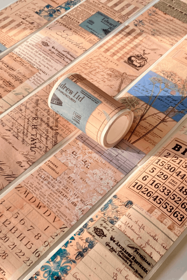 Vintage Kolaj Temalı Washi Bant Washi Tape Bullet Journal Scrapbook için uygun vintage01