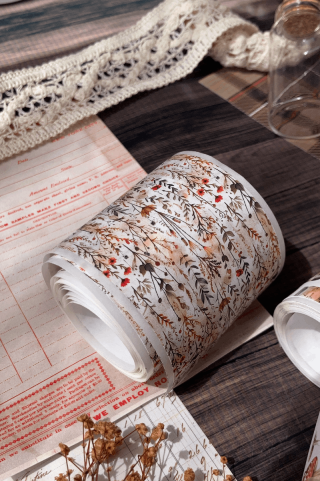 Vintage Kuru Çiçek Temalı Washi Bant / Washitape / Bullet Journal / Scrapbook /