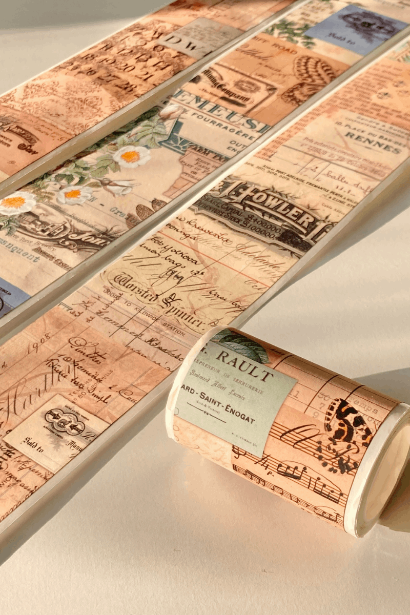 Vintage Kolaj Temalı Washi Bant Washi Tape Bullet Journal Scrapbook için uygun vintage01