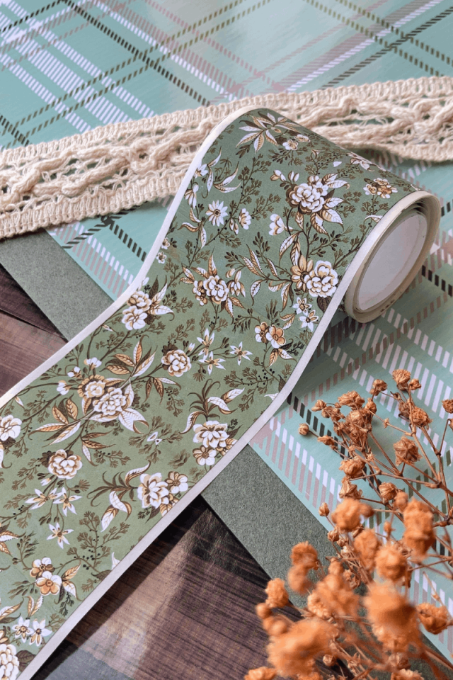 2 Metre Vintage Çiçek Desenli Washi Bant / Washitape / Bullet Journal / Scrapbook /