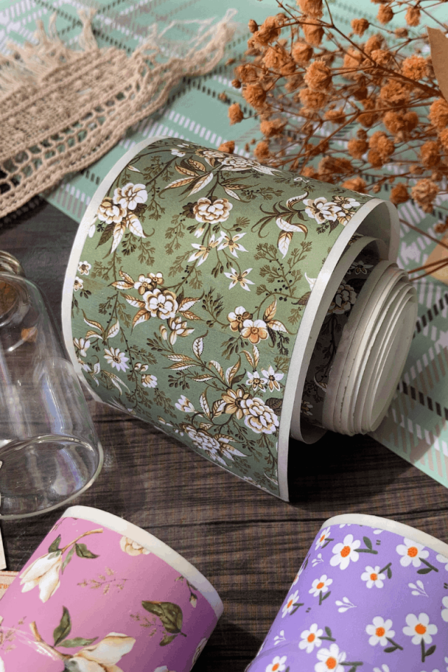 2 Metre Vintage Çiçek Desenli Washi Bant / Washitape / Bullet Journal / Scrapbook /