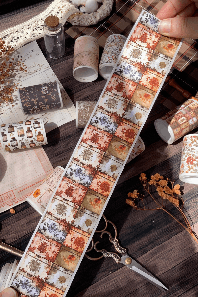 Vintage Çekmece Temalı Washi Bant / Washitape / Bullet Journal / Scrapbook /