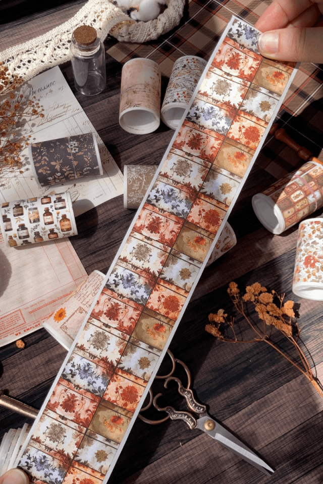 Vintage Çekmece Temalı Washi Bant / Washitape / Bullet Journal / Scrapbook /