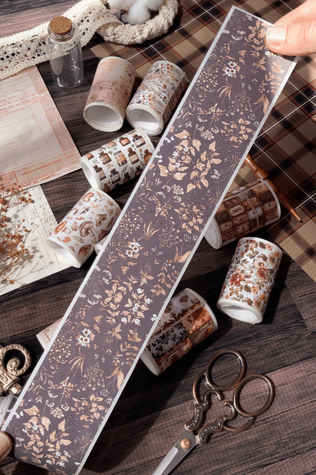 2 Metre Vintage Kuru Dallar Temalı Washi Bant / Washitape / Bullet Journal / Scrapbook /