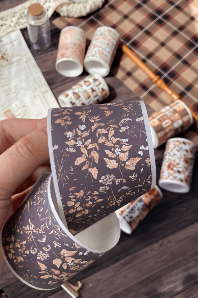 2 Metre Vintage Kuru Dallar Temalı Washi Bant / Washitape / Bullet Journal / Scrapbook /