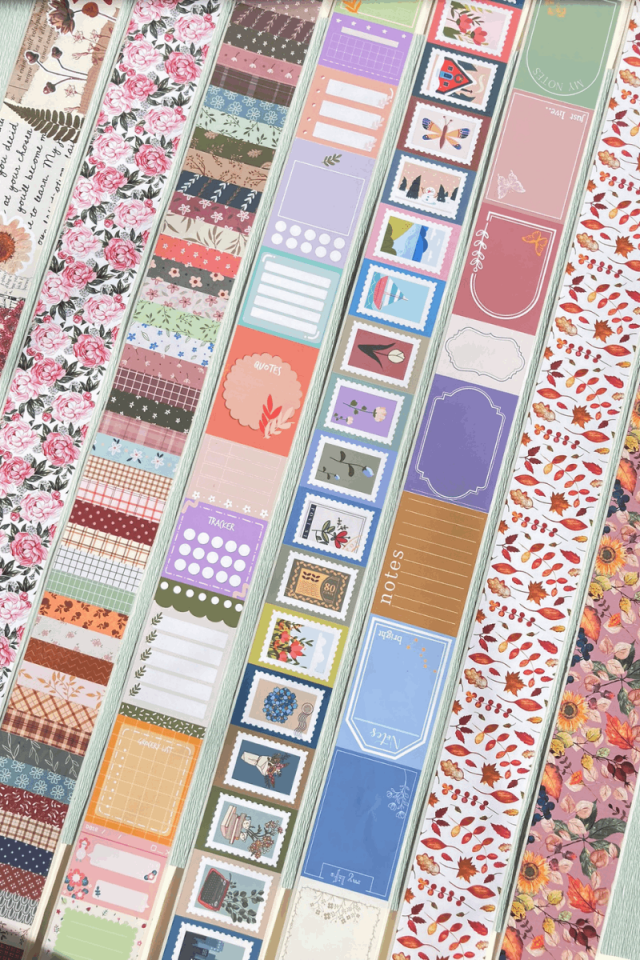 Pembe Gül Desenli Washi Tape Washi Bant Bullet Journal Sticker / Defter / Scrapbooking