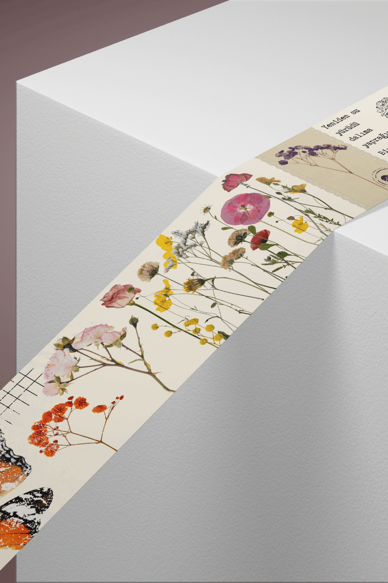 Kurutulmuş Çiçek Temalı Washi Tape Washi Bant Bullet Journal Sticker / Defter / Scrapbooking