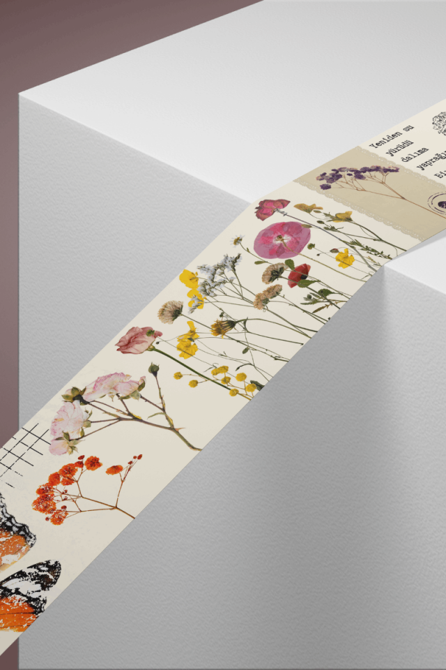 Kurutulmuş Çiçek Temalı Washi Tape Washi Bant Bullet Journal Sticker / Defter / Scrapbooking