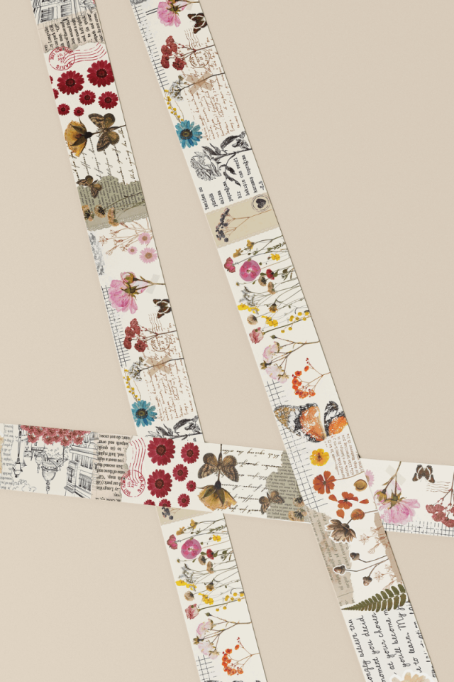 Kurutulmuş Çiçek Temalı Washi Tape Washi Bant Bullet Journal Sticker / Defter / Scrapbooking