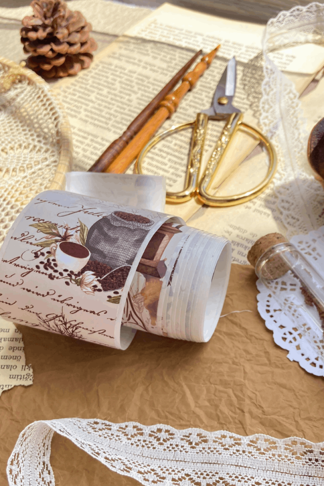 Kahve Temalı Washi Tape Washi Bant Bullet Journal Sticker / Defter / Çıkartma / Scrapbook