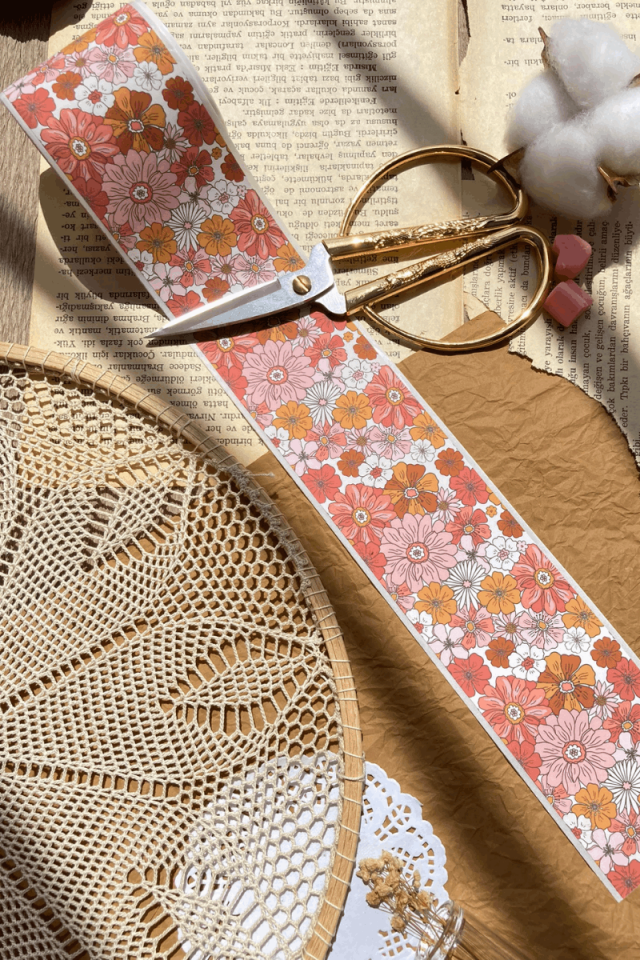 Flower Temalı Washi Tape Washi Bant Bullet Journal Sticker / Defter / Çıkartma / Scrapbook