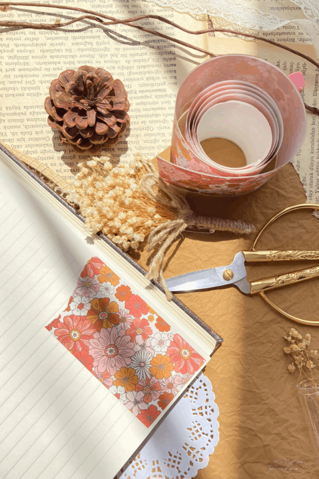 Flower Temalı Washi Tape Washi Bant Bullet Journal Sticker / Defter / Çıkartma / Scrapbook