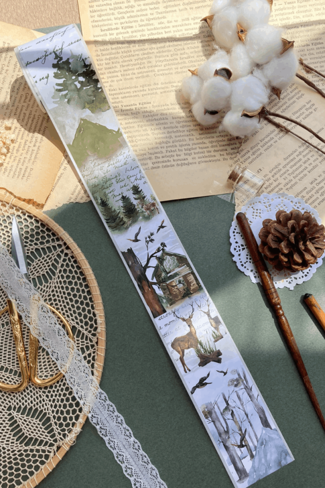 Wild Life Temalı Washi Tape Washi Bant Bullet Journal Sticker / Defter / Çıkartma / Scrapbook