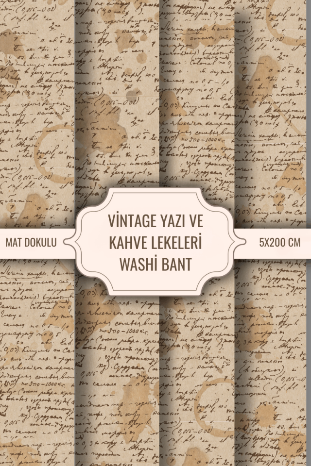 Vintage Yazı Desen Washi Tape Washi Bant Bullet Journal Sticker / Defter / Çıkartma / Scrapbook