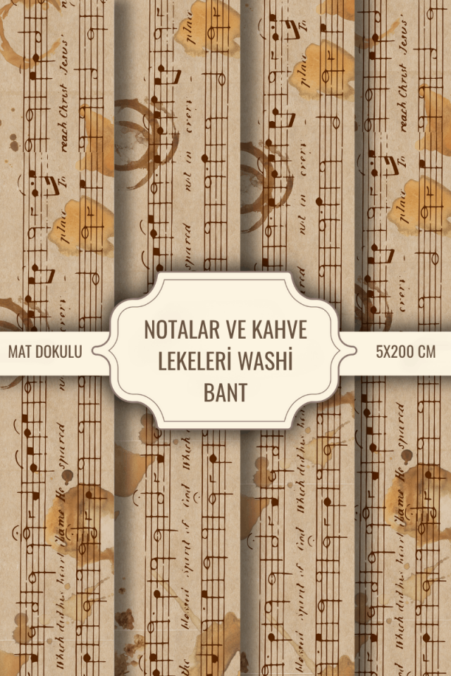 Müzik Notaları Desenli Washi Tape Washi Bant Bullet Journal Sticker / Defter / Çıkartma / Scrapbook(Kopya)