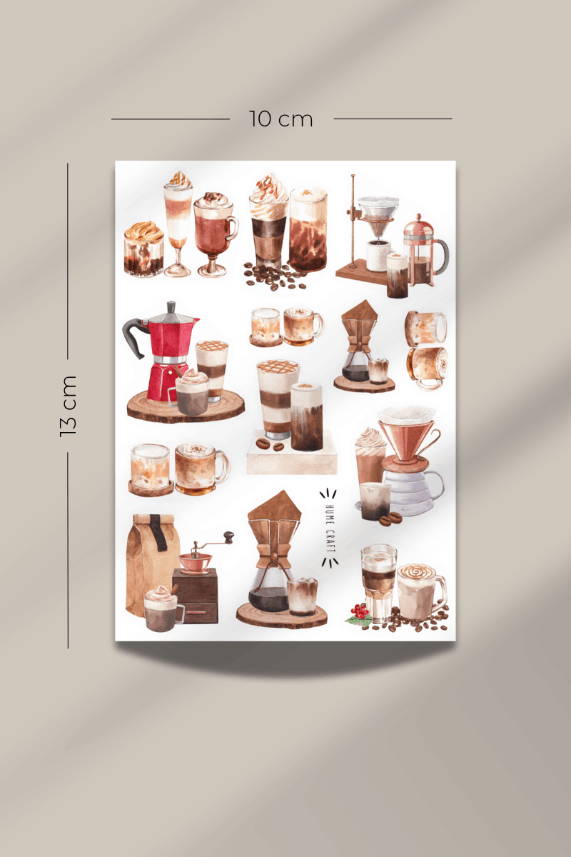 Kahve Temalı Şeffaf Sticker Bullet Journal Sticker