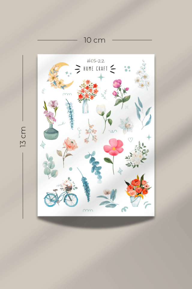 Vintage Çiçek Temalı Şeffaf Sticker Seti Bullet Journal Sticker