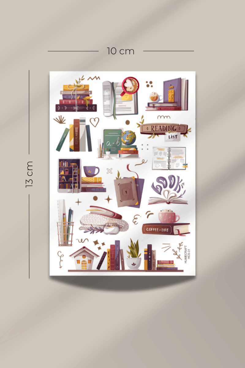 Kitap Temalı Şeffaf Sticker Seti