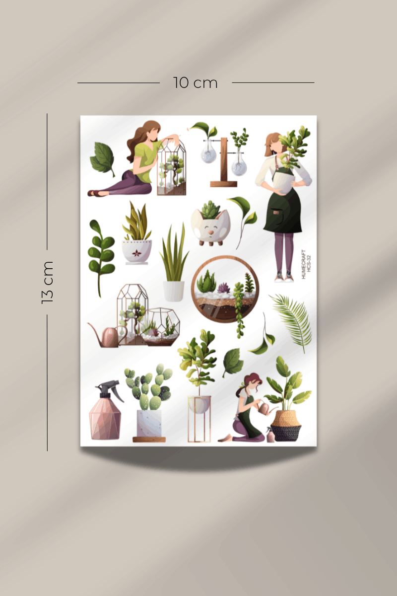 Plant And Woman Şeffaf Sticker Seti