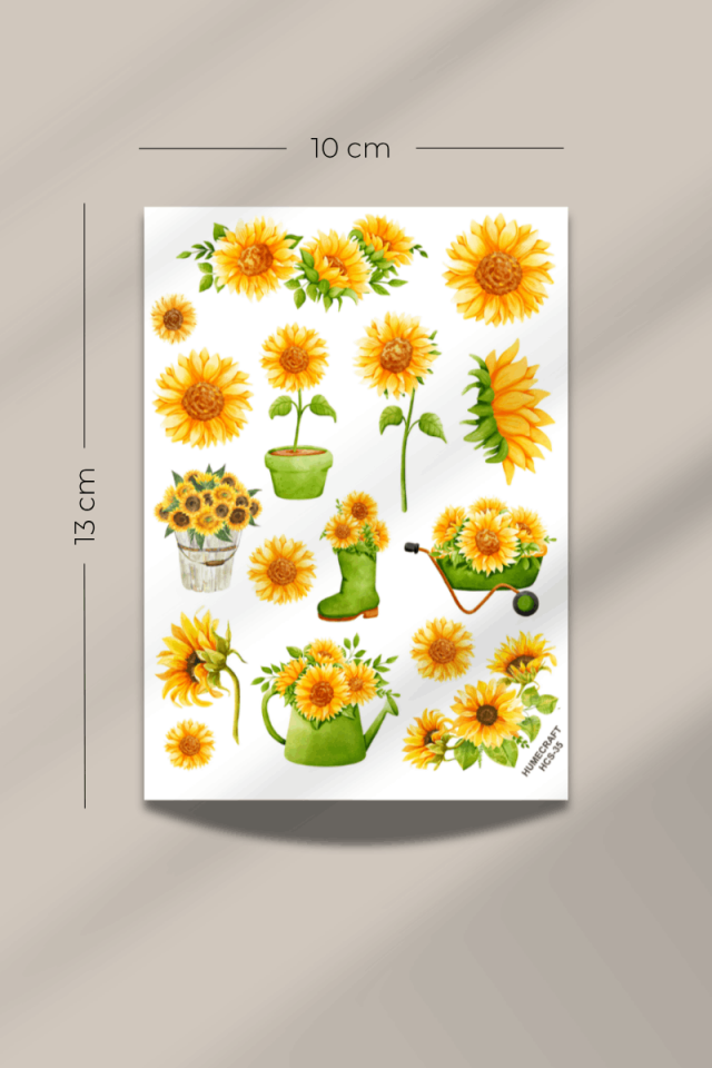 Ayçiçeği Temalı Şeffaf Sticker Seti