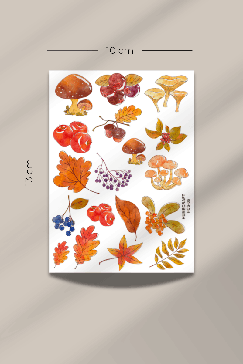 Sonbahar Temalı Şeffaf Sticker Seti