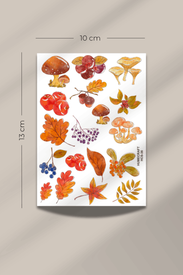 Sonbahar Temalı Şeffaf Sticker Seti