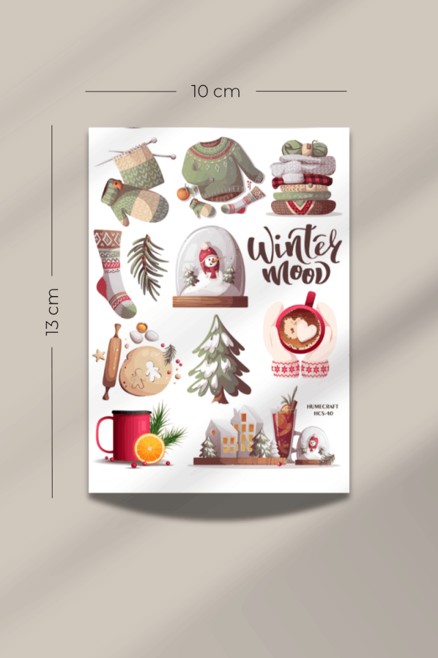 Kış Ve Örgü Temalı Şeffaf Sticker Seti