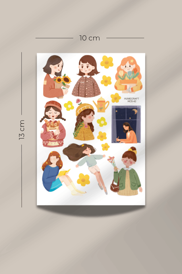 Cute Girls Temalı Şeffaf Sticker Seti