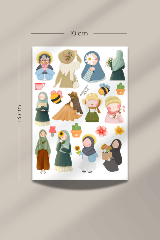 Hijab Girl Temalı Şeffaf Sticker Seti