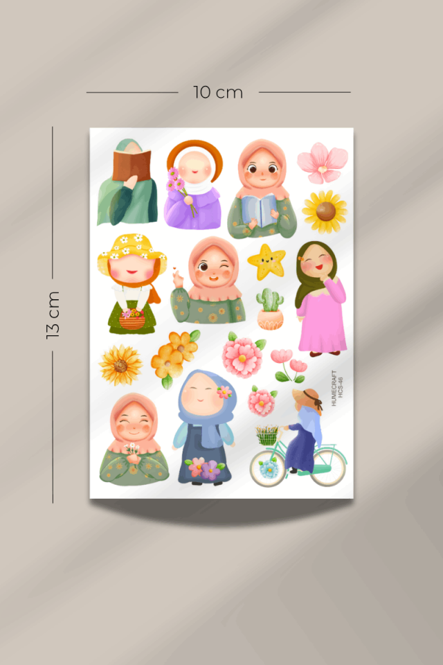 Hijab Girl Temalı Şeffaf Sticker Seti 2