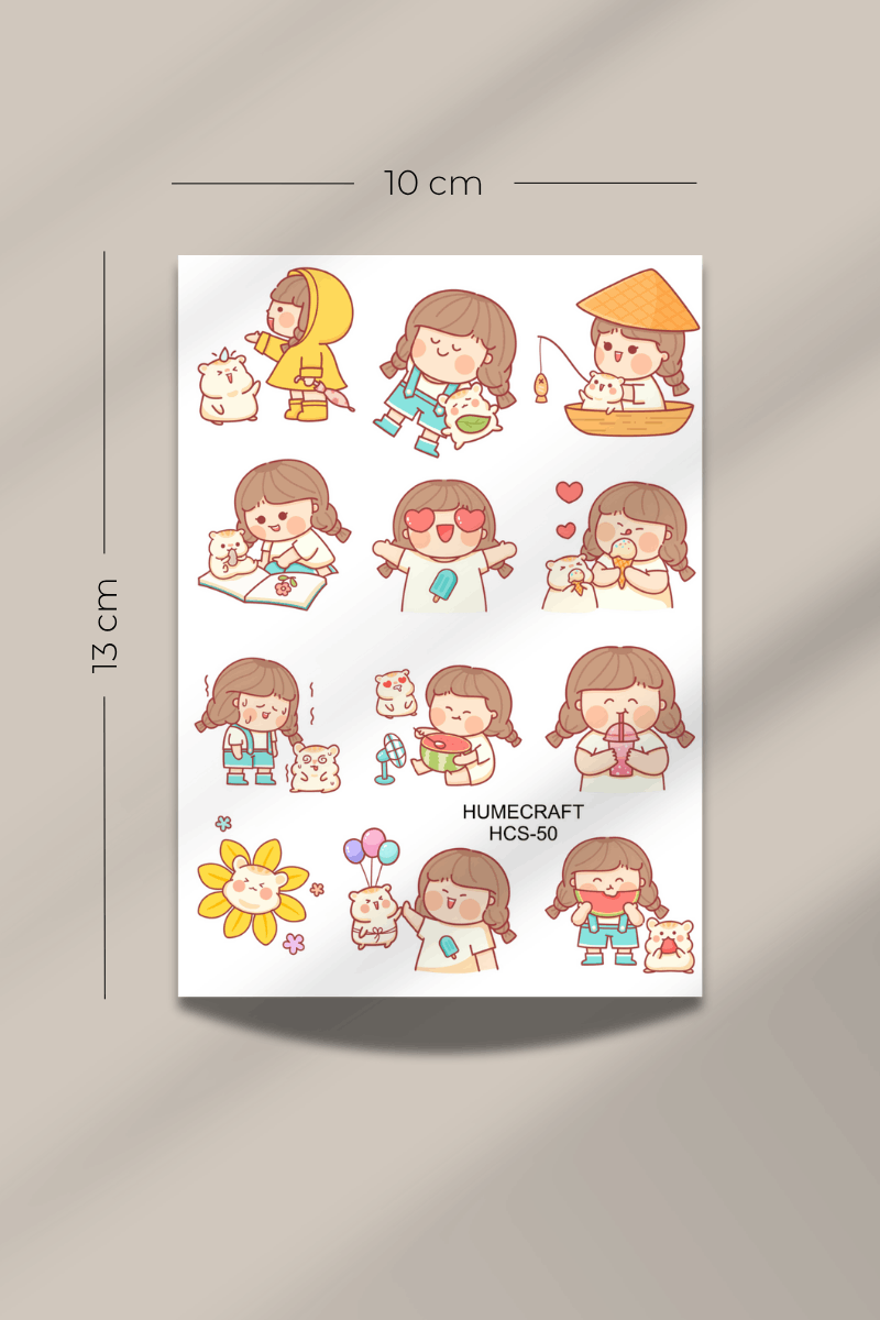 Kawaii Girl Temalı Şeffaf Sticker Seti