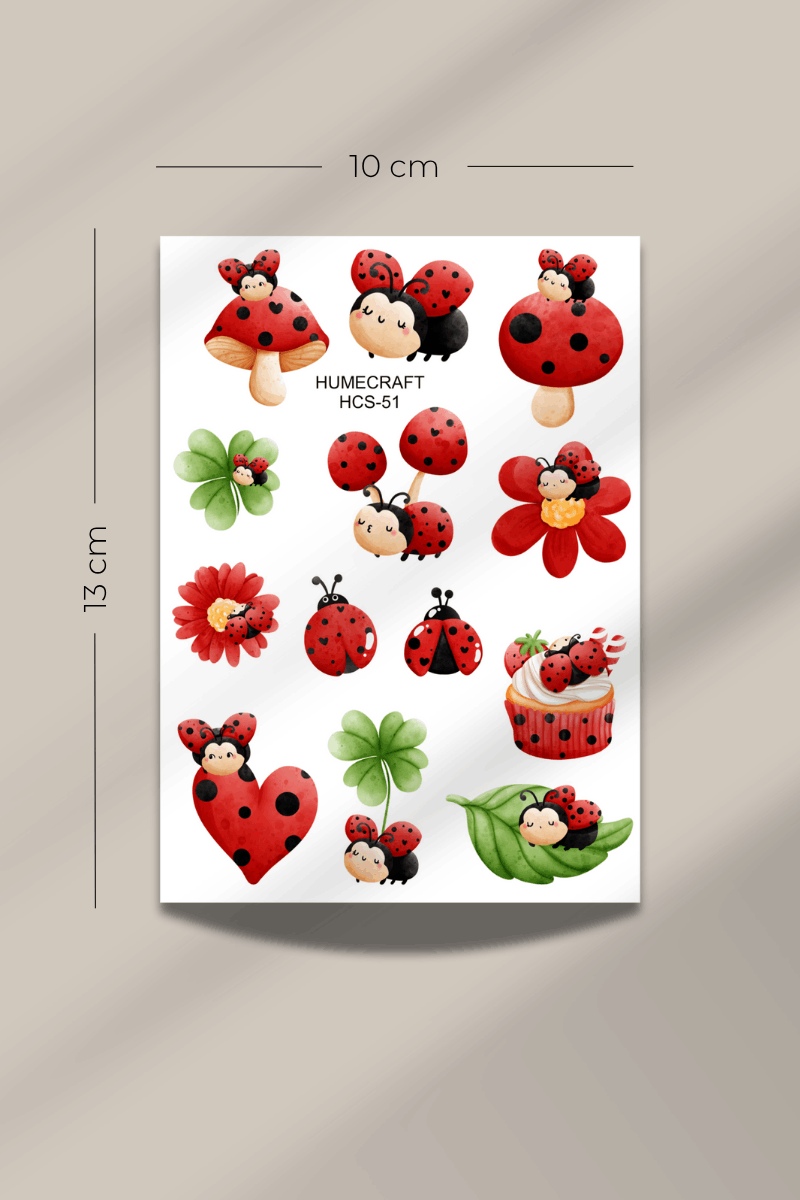 Uğur Böceği Temalı Şeffaf Sticker Seti