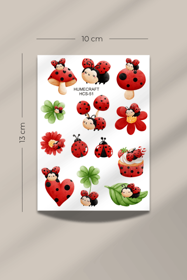 Uğur Böceği Temalı Şeffaf Sticker Seti