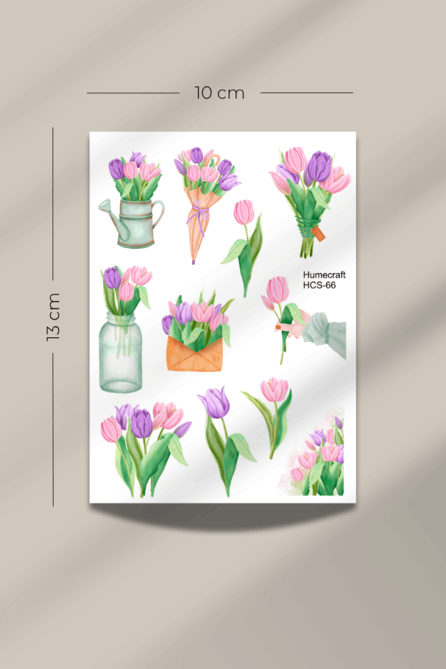 Lale Temalı Şeffaf Sticker Seti