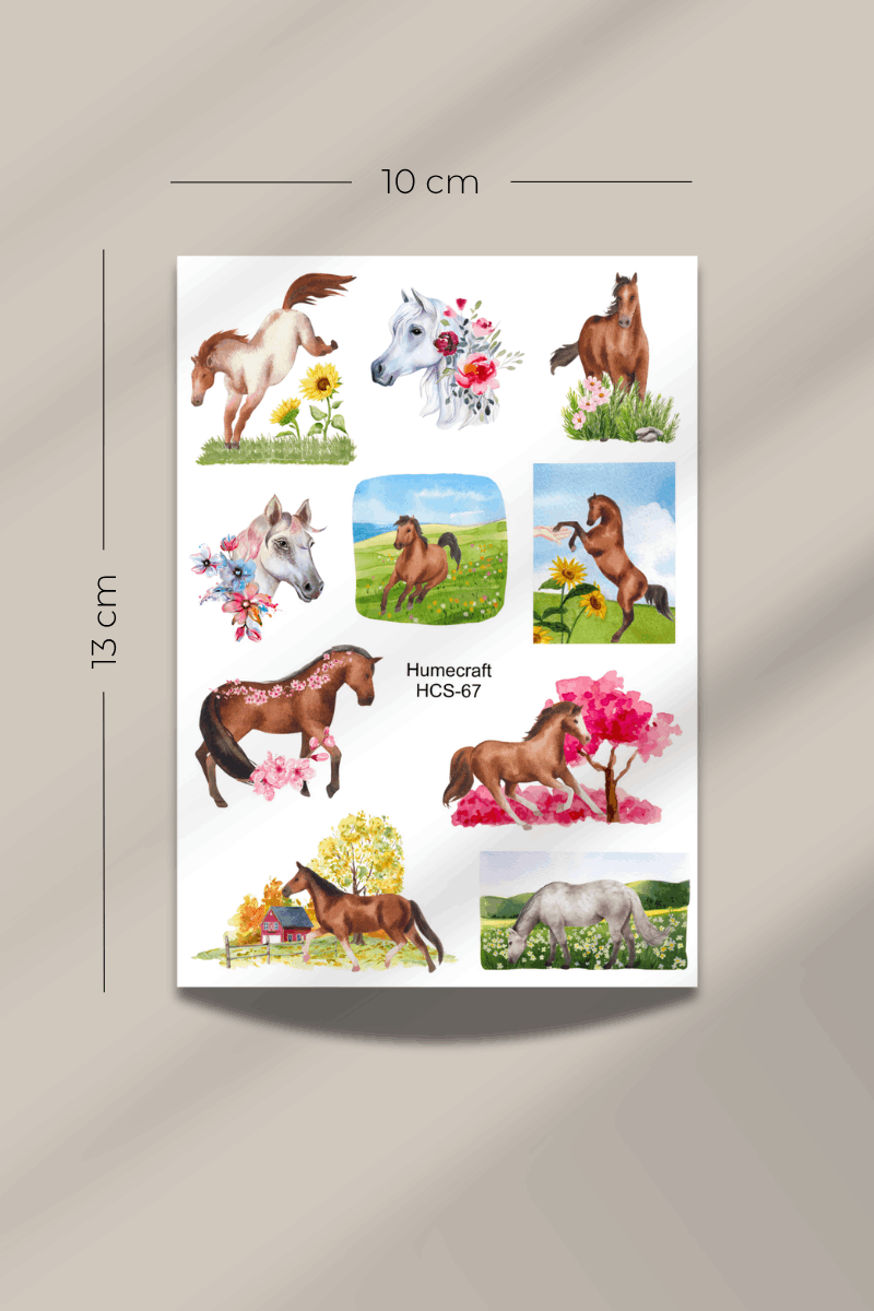 Horse - At Temalı Şeffaf Sticker Seti
