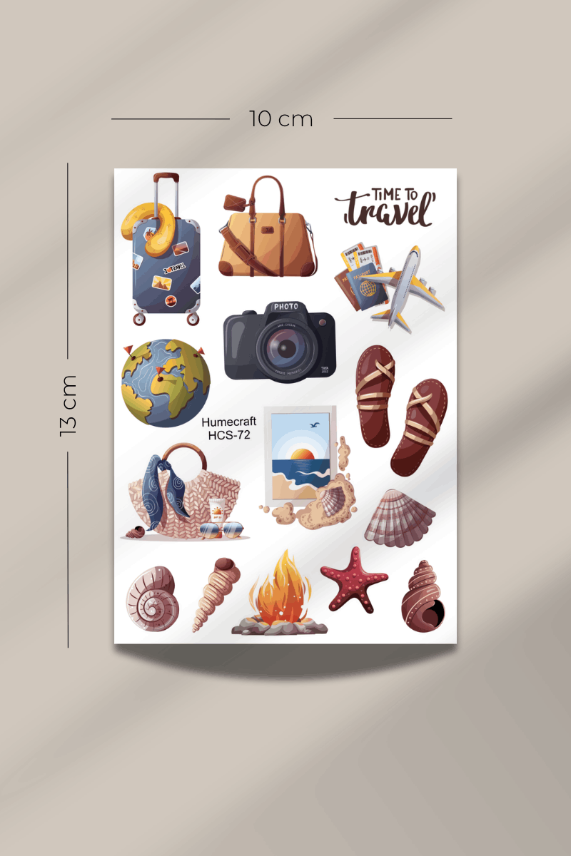 Seyahat Tatil Temalı Şeffaf Sticker Seti