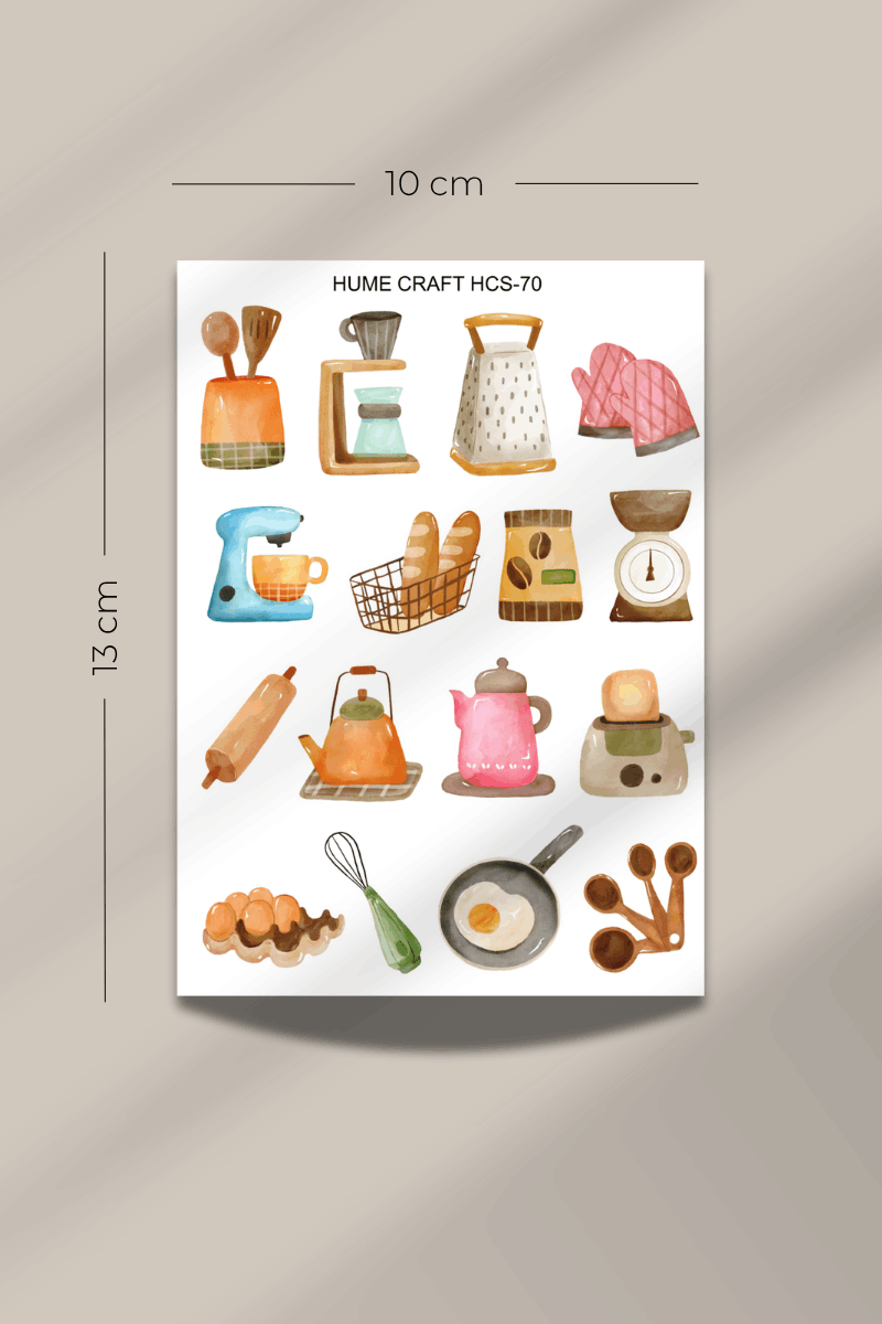 Mutfak Eşyaları Temalı Şeffaf Sticker Set