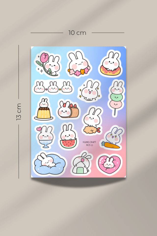 Sevimli Tavşan Bunny Şeffaf Sticker Seti