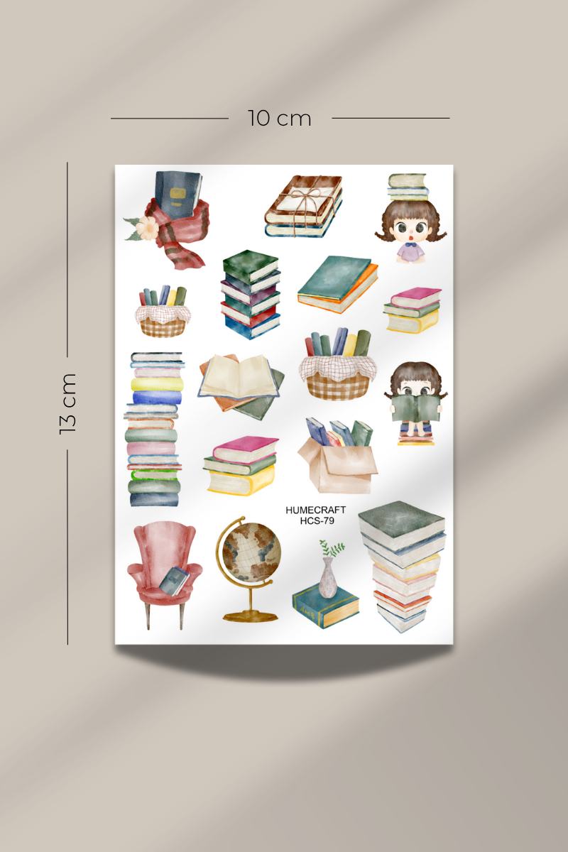 Kitap Temalı Şeffaf Sticker Seti