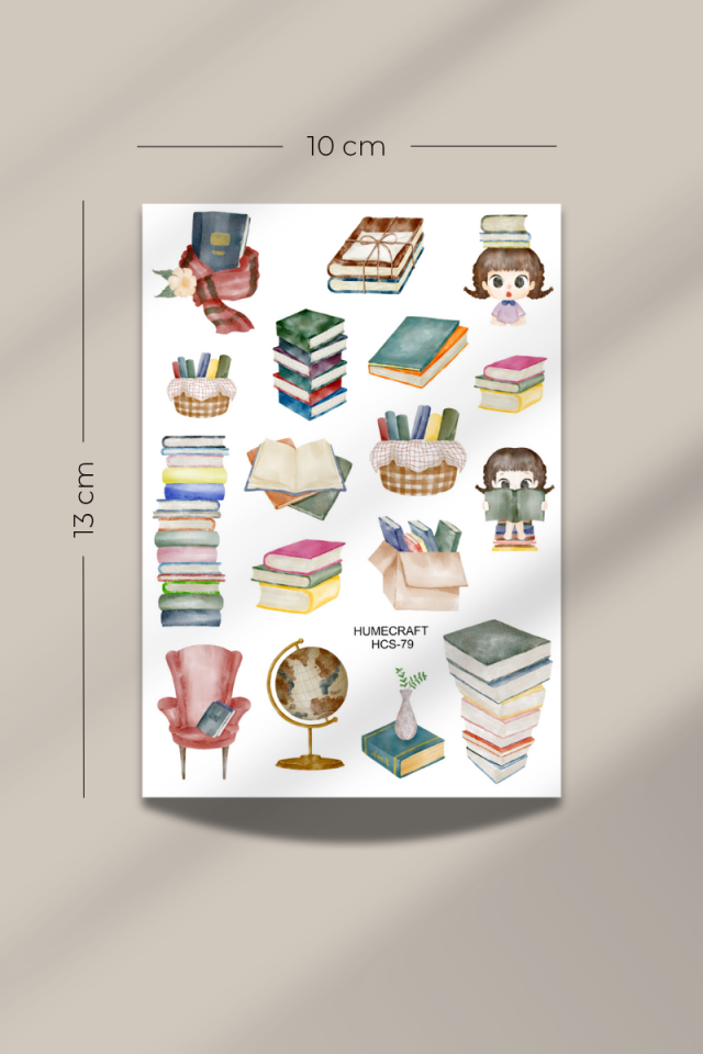 Kitap Temalı Şeffaf Sticker Seti