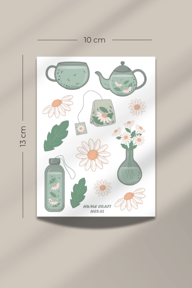 Papatya Temalı Şeffaf Sticker Seti