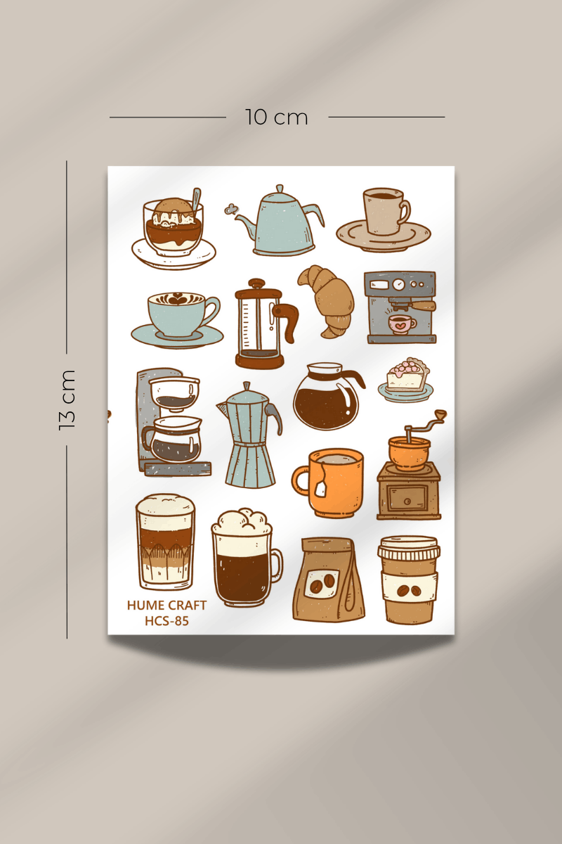 Coffee and Cozy Temalı Şeffaf Sticker Seti