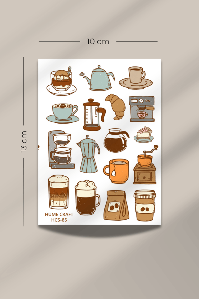 Coffee and Cozy Temalı Şeffaf Sticker Seti
