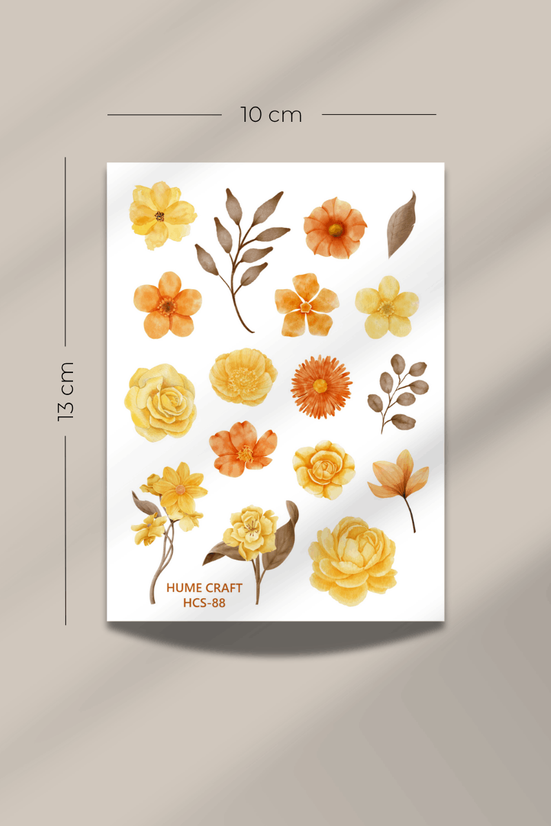 Sarı Çiçek Temalı Şeffaf Sticker Seti