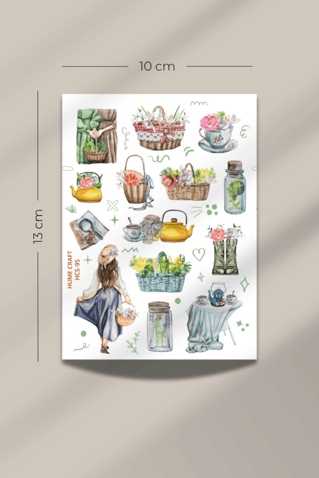 Garden and Plants Temalı Şeffaf Sticker Seti