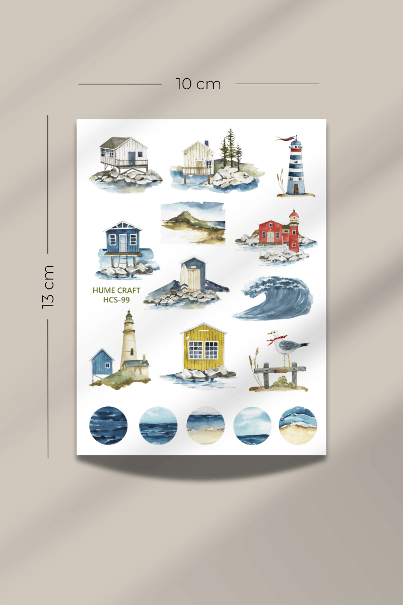 Sahil Evi Temalı Şeffaf Sticker Seti